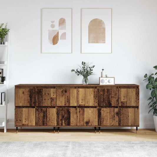 vidaXL Ντουλάπι αποθήκευσης 3 pcs Παλιό ξύλο 60 x 35 x 70 cm