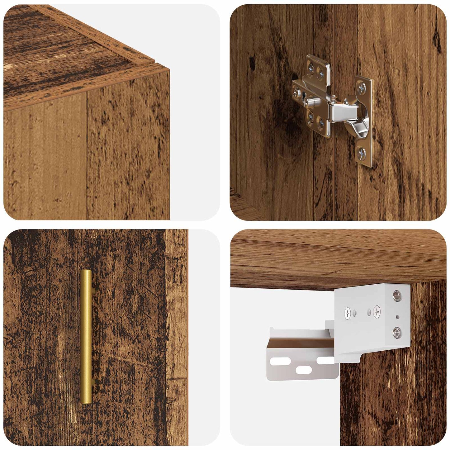 vidaXL Τοίχου Ντουλάπα Επιτοίχιο 2 pcs Παλιό ξύλο 69,5 x 34 x 90 εκ.