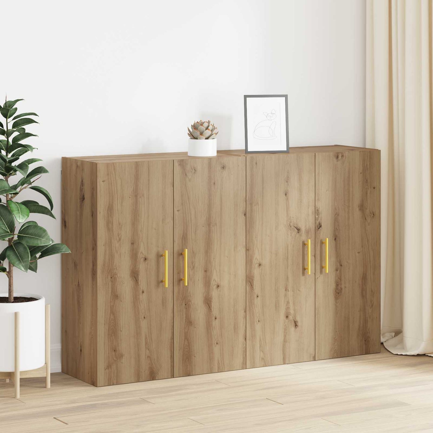 vidaXL Τοίχου Ντουλάπα Επιτοίχιο 2 pcs Artisan Oak 69,5 x 34 x 90 εκ.
