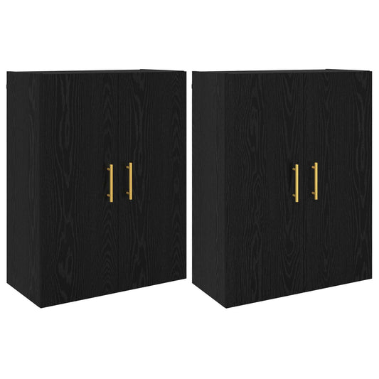 vidaXL Τοίχου Ντουλάπα Επιτοίχιο 2 pcs Μαύρη Οξυά 69,5 x 34 x 90 εκ.