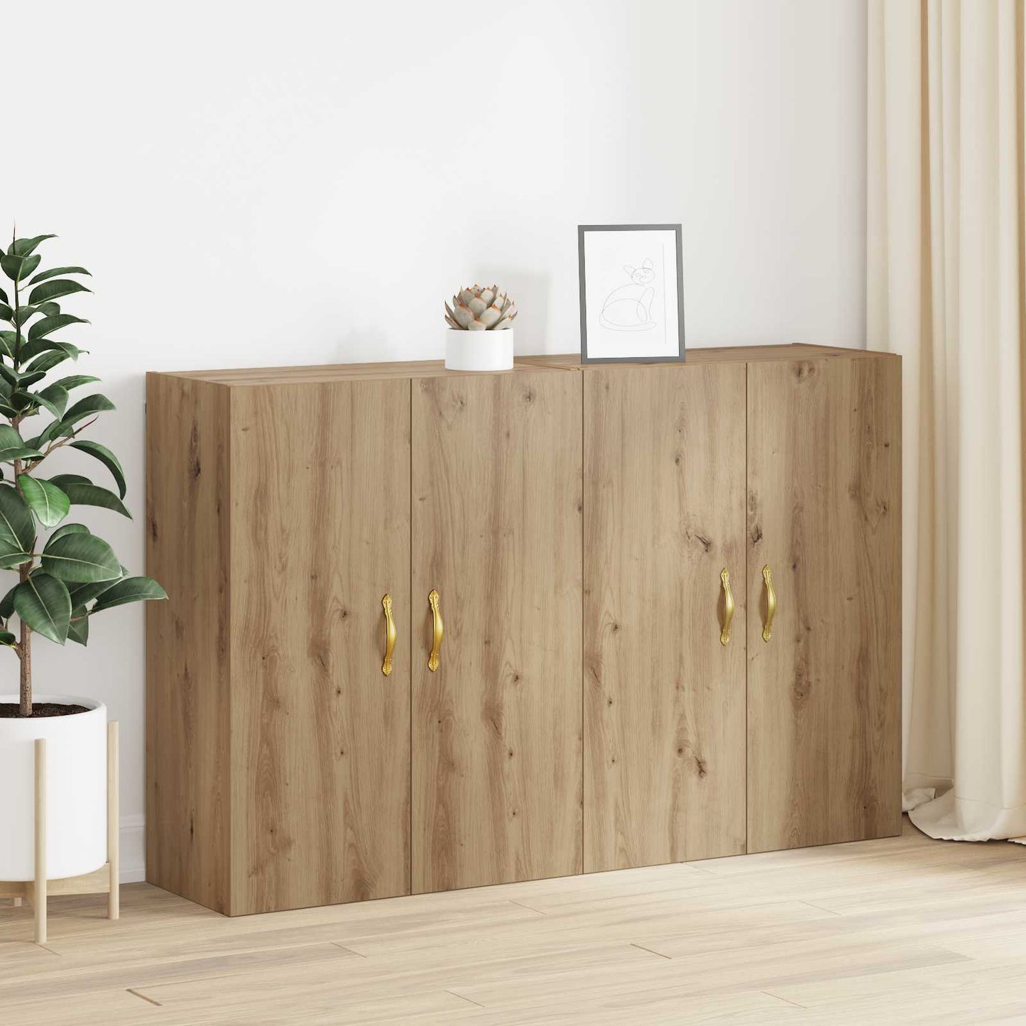 vidaXL Τοίχου Ντουλάπα Επιτοίχιο 2 pcs Artisan Oak 69,5 x 34 x 90 εκ.
