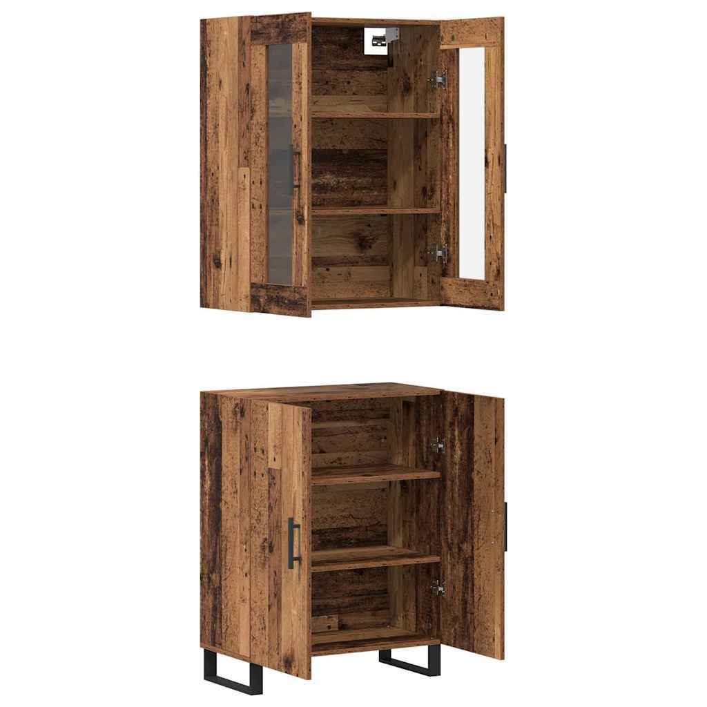 vidaXL Highboard 2 pcs Παλαιό ξύλο Επεξεργασμένο ξύλο