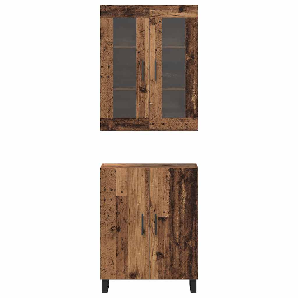vidaXL Highboard 2 pcs Παλαιό ξύλο Επεξεργασμένο ξύλο
