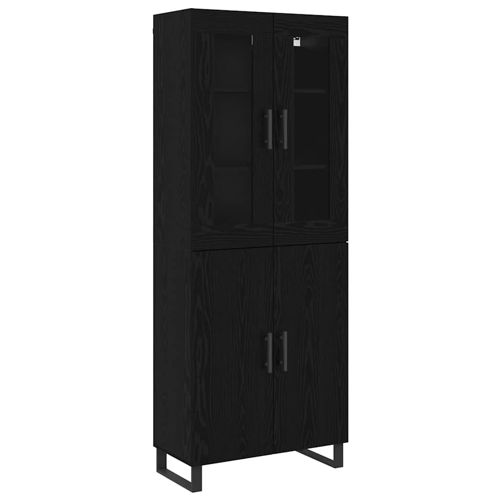 vidaXL Highboard 2 pcs Μαύρη δρυς Επεξεργασμένο ξύλο