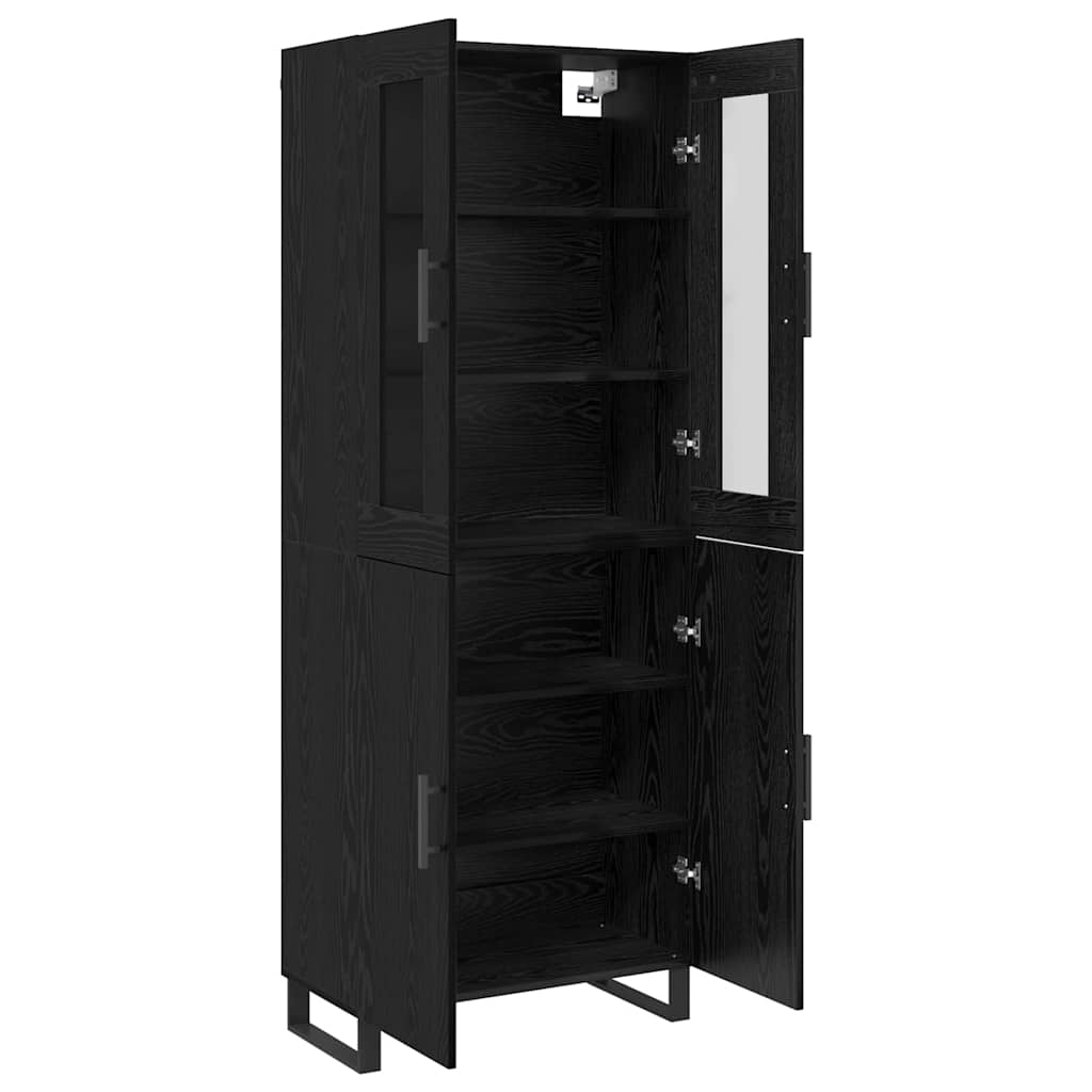 vidaXL Highboard 2 pcs Μαύρη δρυς Επεξεργασμένο ξύλο
