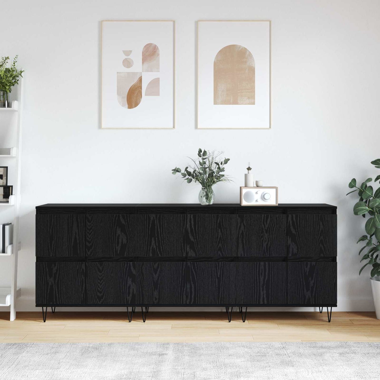 vidaXL Παραδοσιακά Πλευρικά Έπιπλα 3 pcs Μαύρη Οξυά