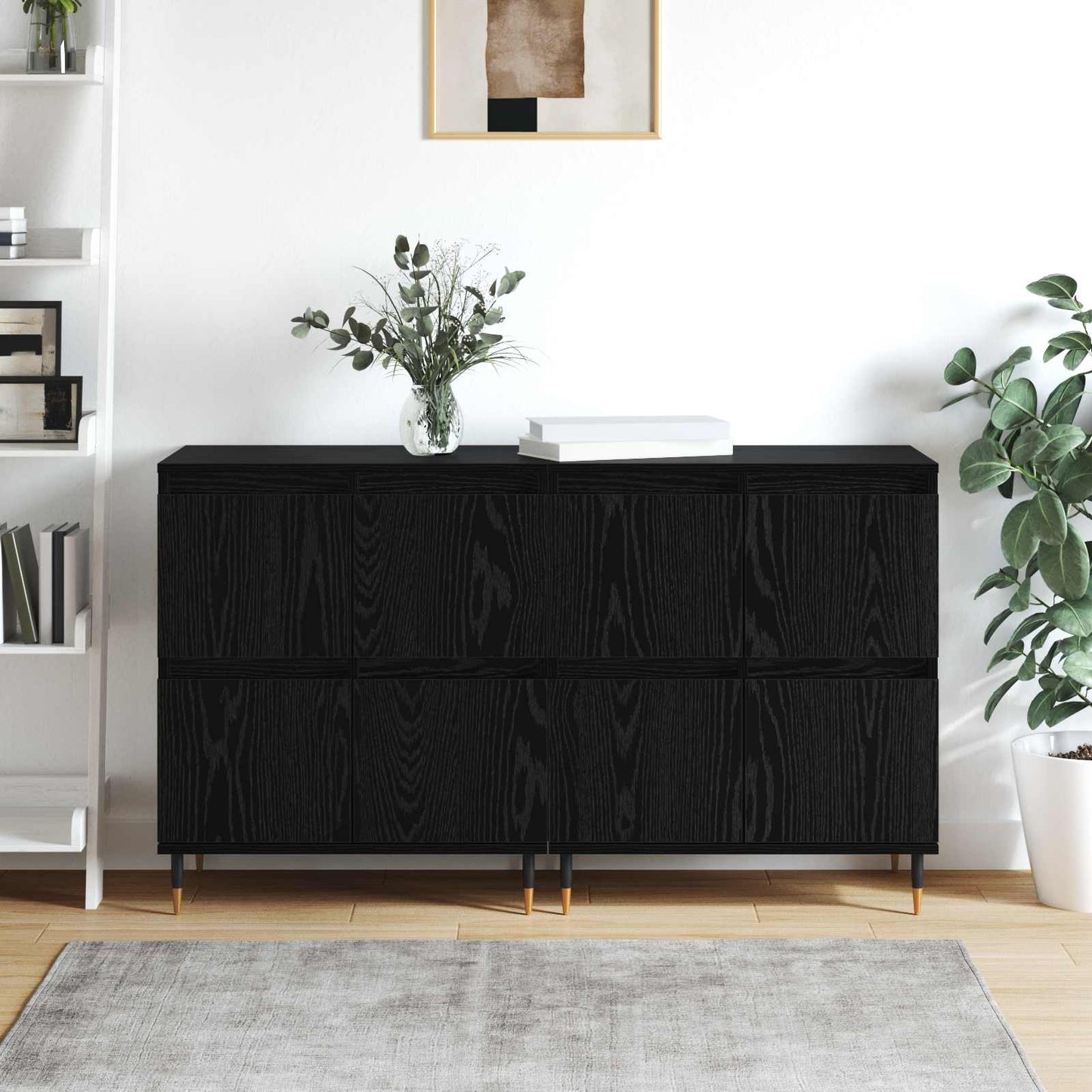 vidaXL Ντουλάπι αποθήκευσης 2 pcs Μαύρη Οξυά 60 x 35 x 70 cm