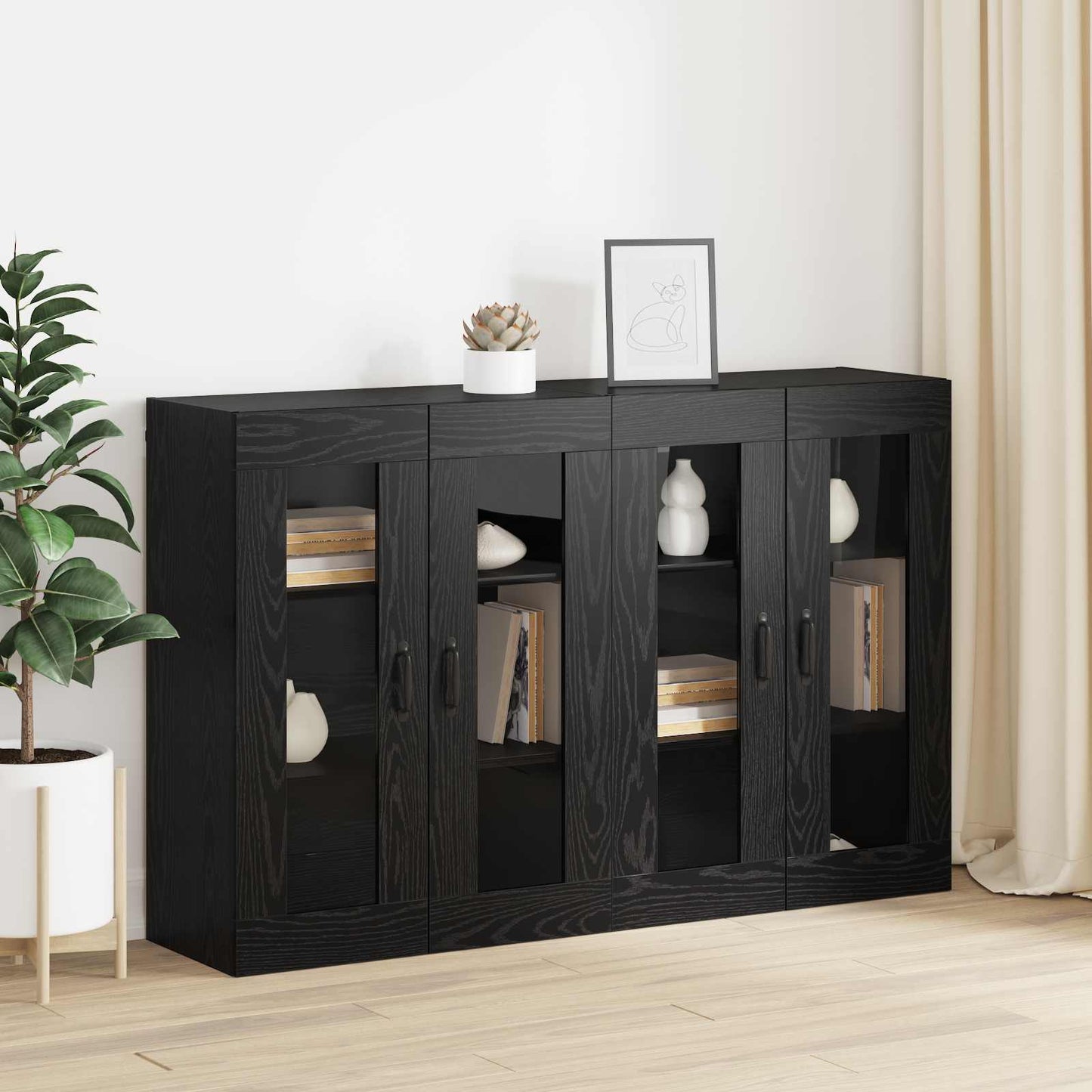 vidaXL Ντουλάπια Τοίχου 2 pcs Μαύρη δρυς 69,5 x 34 x 90 εκ.