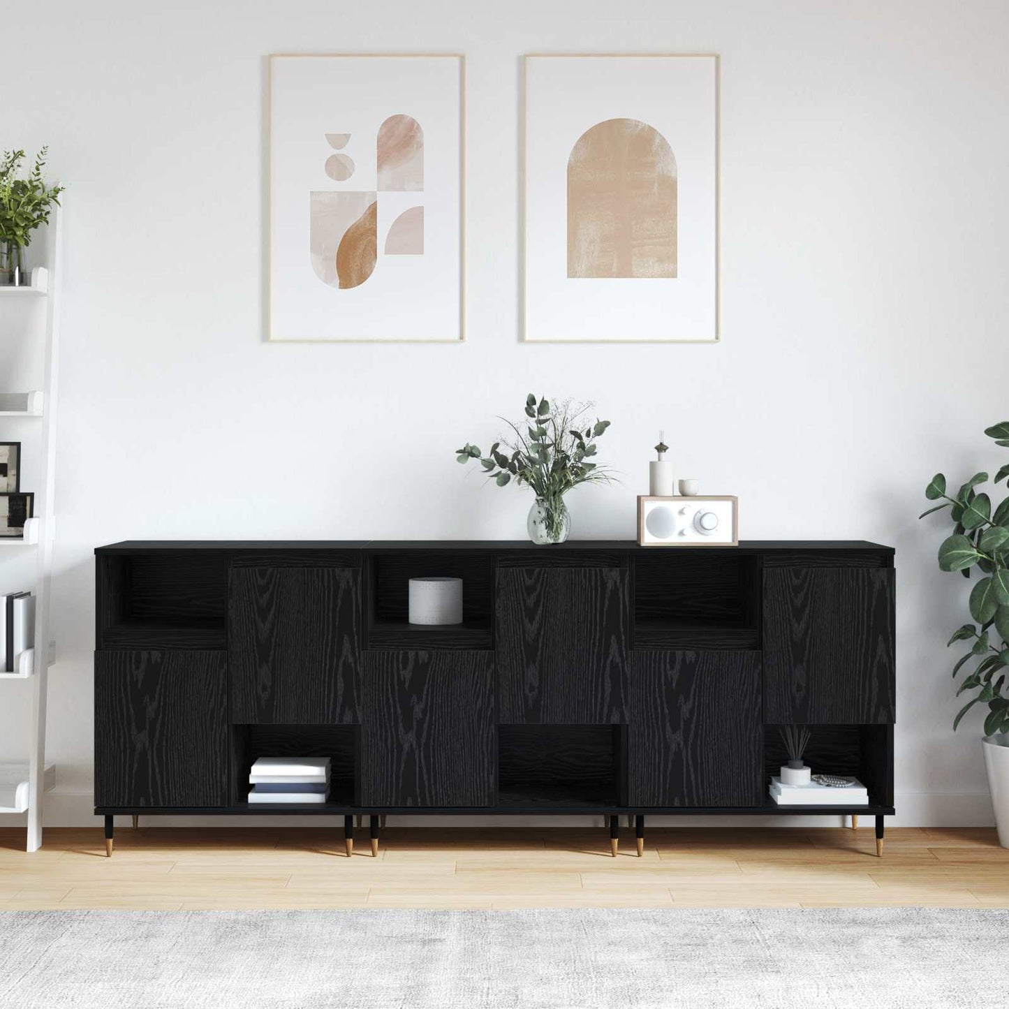 vidaXL Παραδοσιακά Πλευρικά Έπιπλα 3 pcs Μαύρη Οξυά