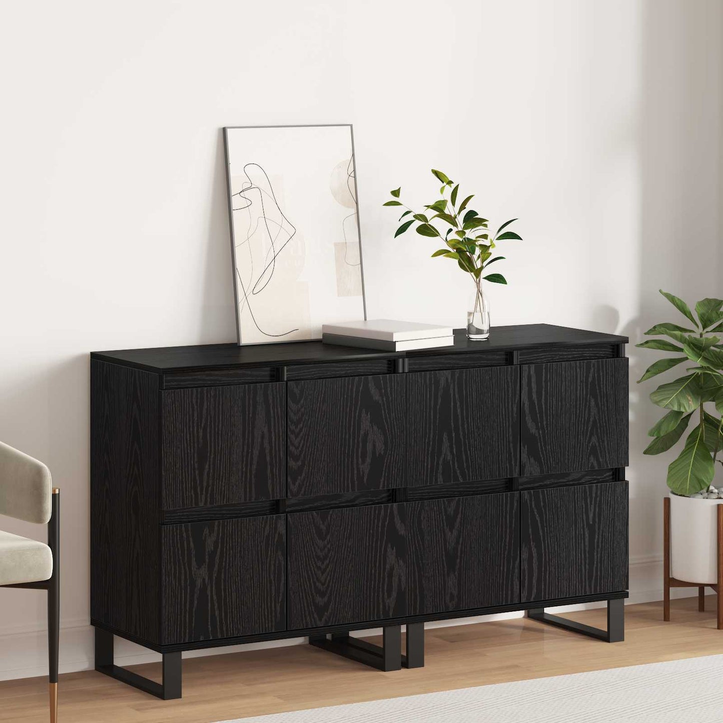 vidaXL Πλαϊνό γραφείο 2 pcs Μαύρη Οξυά 60 x 35 x 70 cm