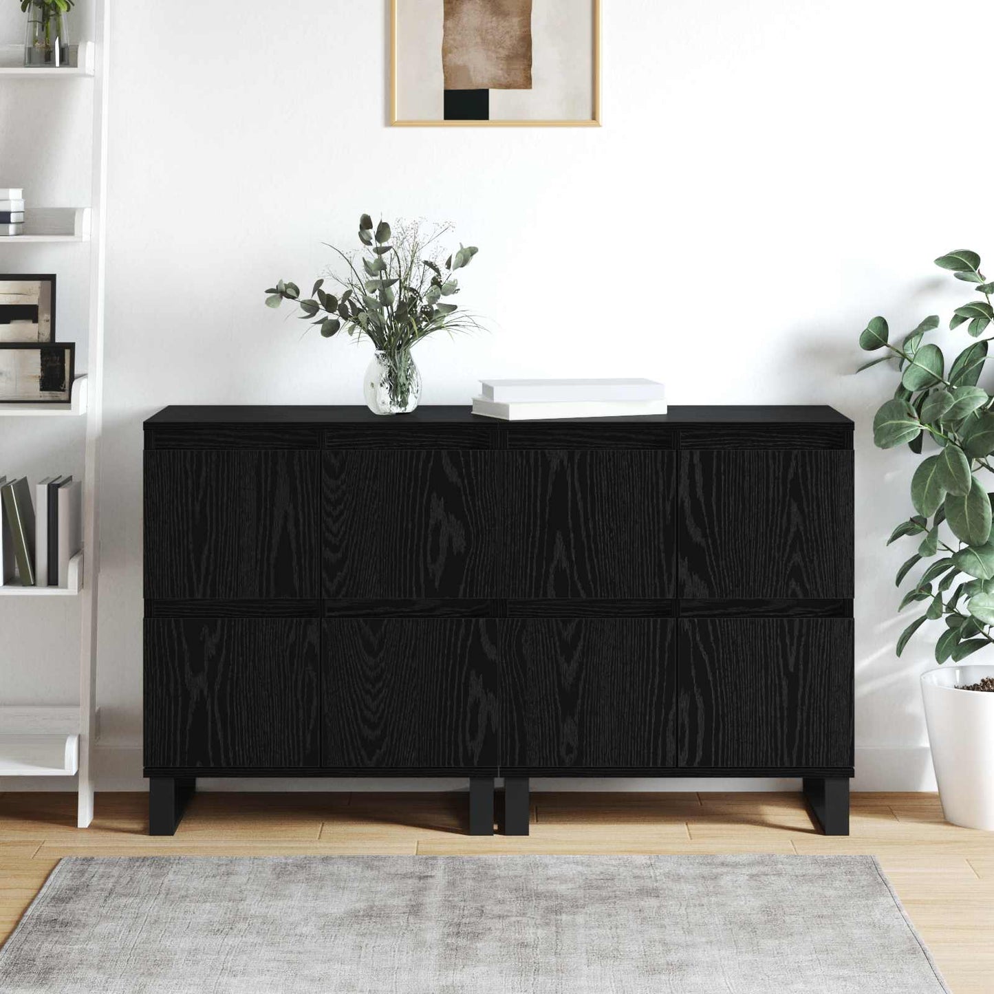 vidaXL Πλαϊνό γραφείο 2 pcs Μαύρη Οξυά 60 x 35 x 70 cm
