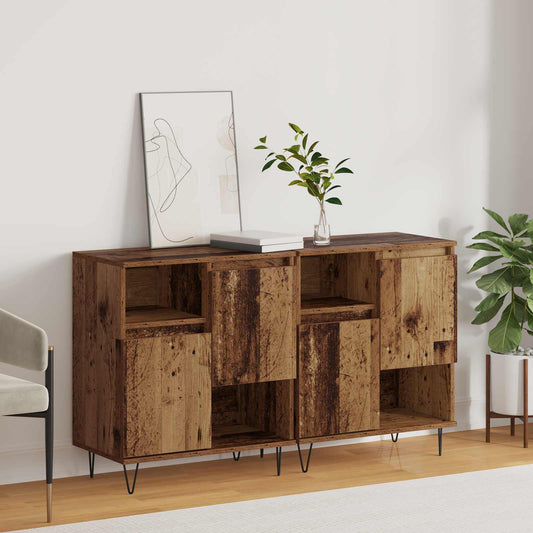 vidaXL Πλαϊνό γραφείο 2 pcs Παλιό ξύλο 60 x 35 x 70 cm
