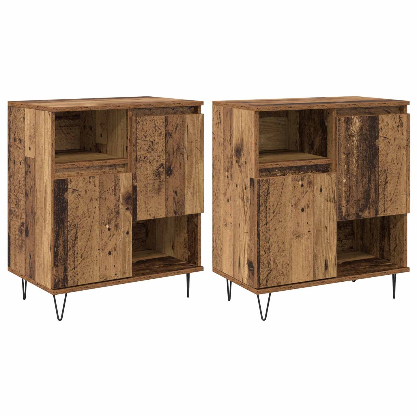 vidaXL Πλαϊνό γραφείο 2 pcs Παλιό ξύλο 60 x 35 x 70 cm