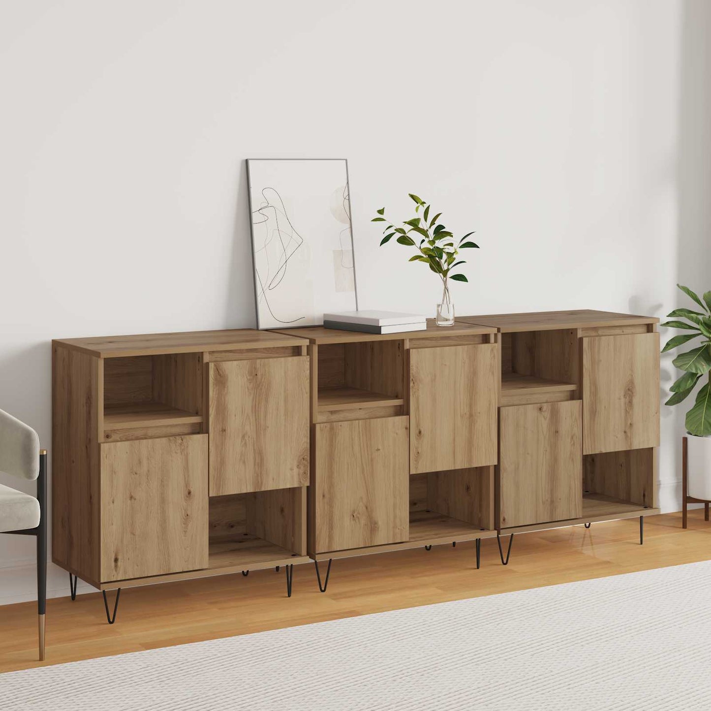 vidaXL Πλαϊνό γραφείο 3 pcs Artisan Oak 60 x 35 x 70 cm