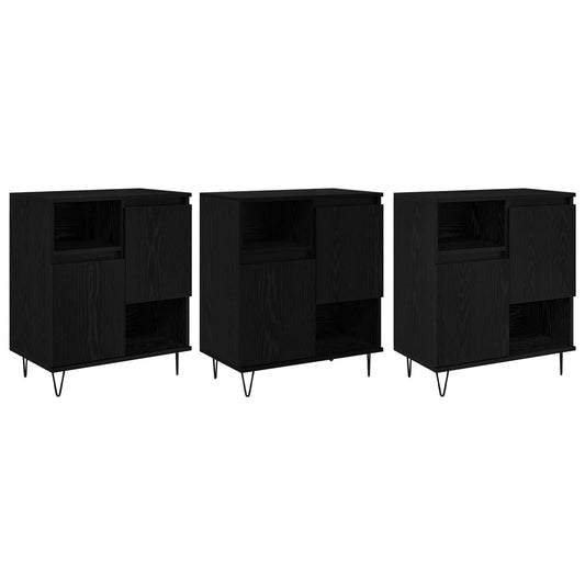 vidaXL Πλαϊνό γραφείο 3 pcs Μαύρη Οξυά 60 x 35 x 70 cm