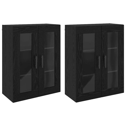 vidaXL Ντουλάπια Τοίχου Επιτοίχιο 2 pcs Μαύρη δρυς 69.5 x 34 x 90 εκ.