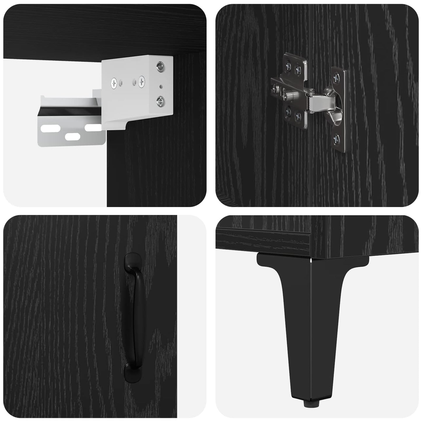 vidaXL Highboard 2 pcs Μαύρη Οξυά Επεξεργασμένο ξύλο