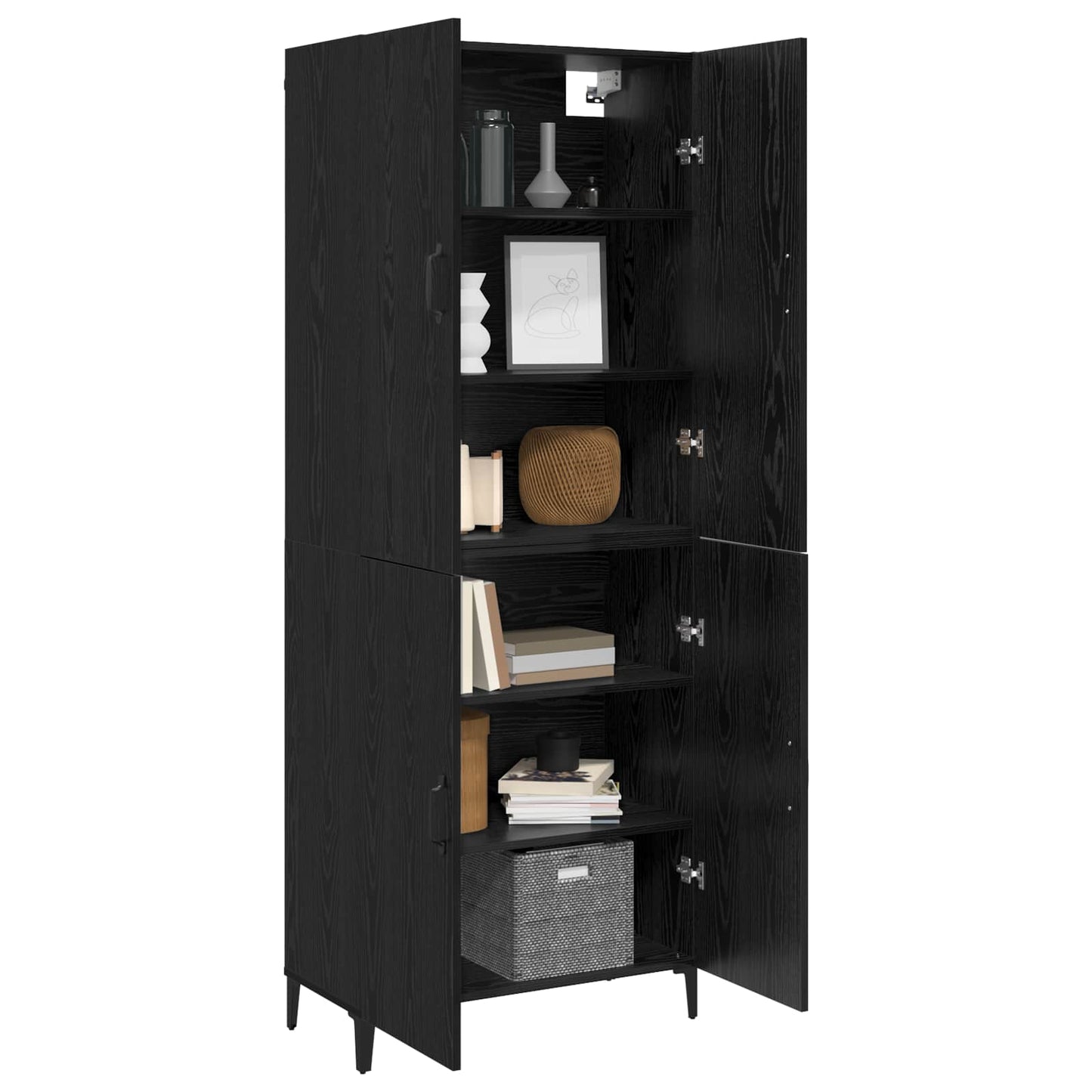 vidaXL Highboard 2 pcs Μαύρη Οξυά Επεξεργασμένο ξύλο