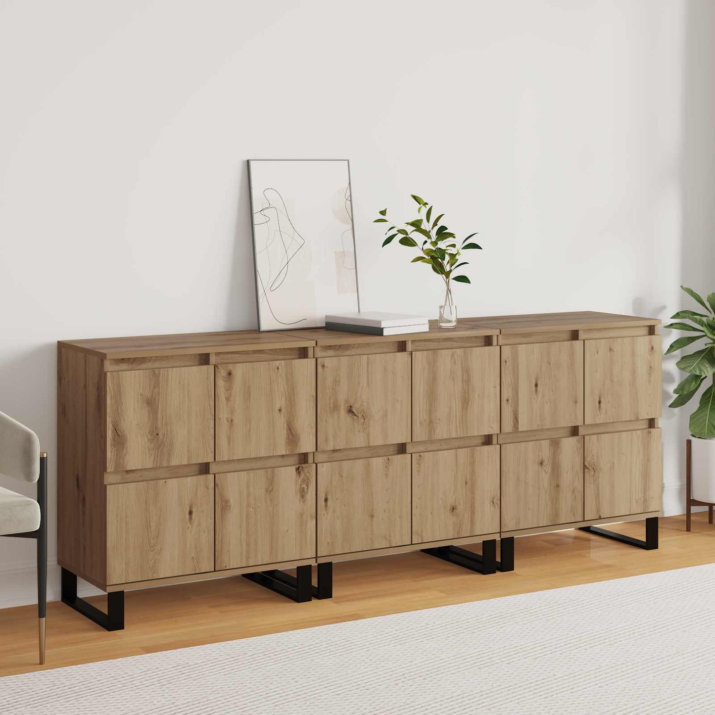 vidaXL Πλαϊνό γραφείο 3 pcs Artisan Oak 60 x 35 x 70 cm