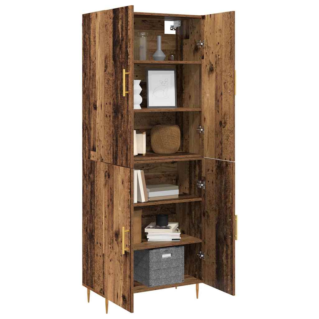 vidaXL Highboard Παλαιό ξύλο 69.5 x 34 x 180 εκ. Επεξεργασμένο ξύλο