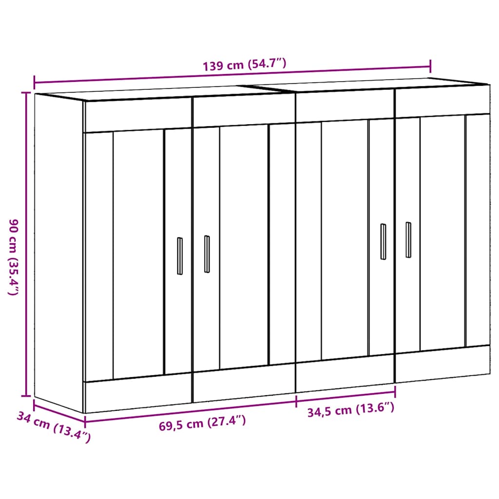 vidaXL Ντουλάπια Τοίχου 2 pcs artisan δρυς 69,5 x 34 x 90 εκ.