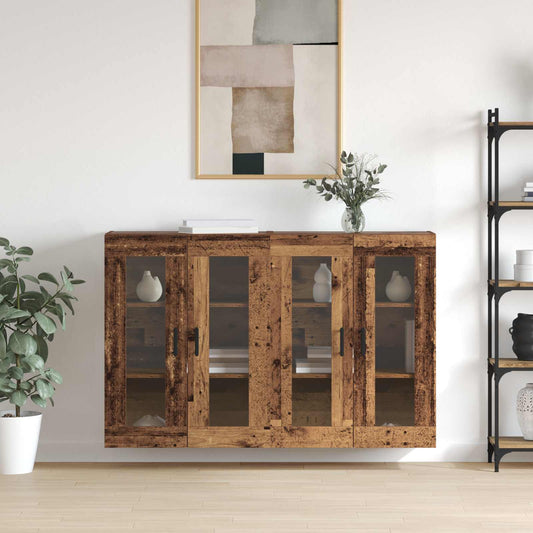 vidaXL Ντουλάπια Τοίχου 2 pcs Παλαιό ξύλο 69,5 x 34 x 90 εκ.