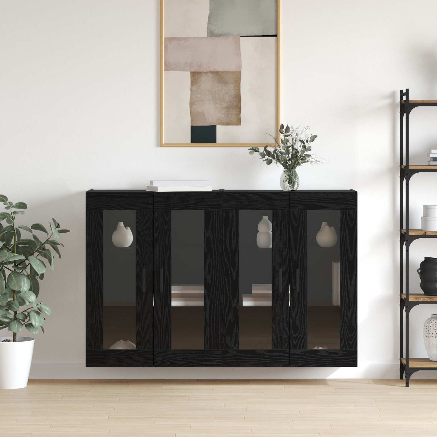 vidaXL Ντουλάπια Τοίχου 2 pcs Μαύρη δρυς 69,5 x 34 x 90 εκ.