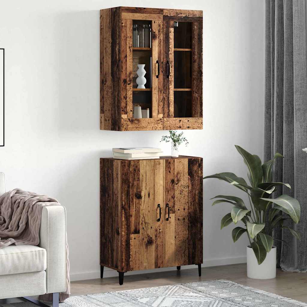 vidaXL Highboard 2 pcs Παλαιό ξύλο 69.5 x 34 x 180 εκ.