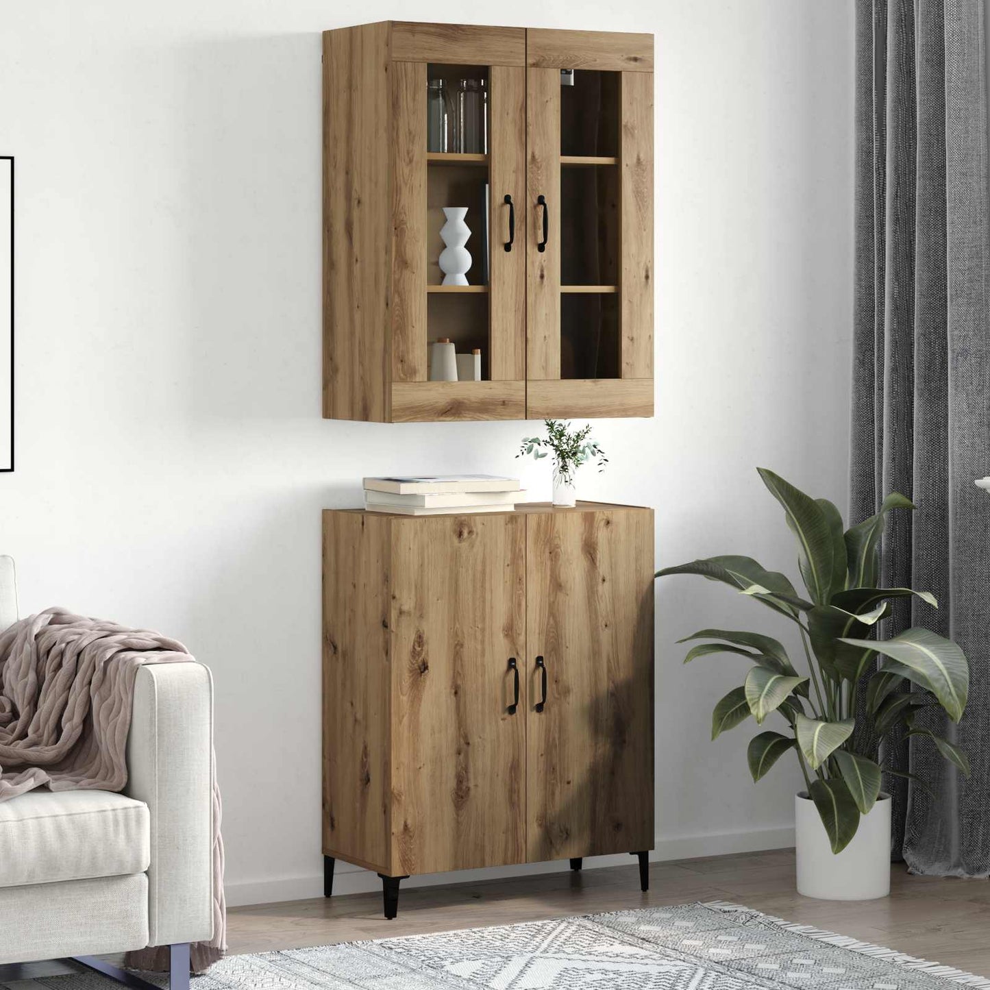 vidaXL Highboard 2 pcs Artisan Oak Επεξεργασμένο ξύλο