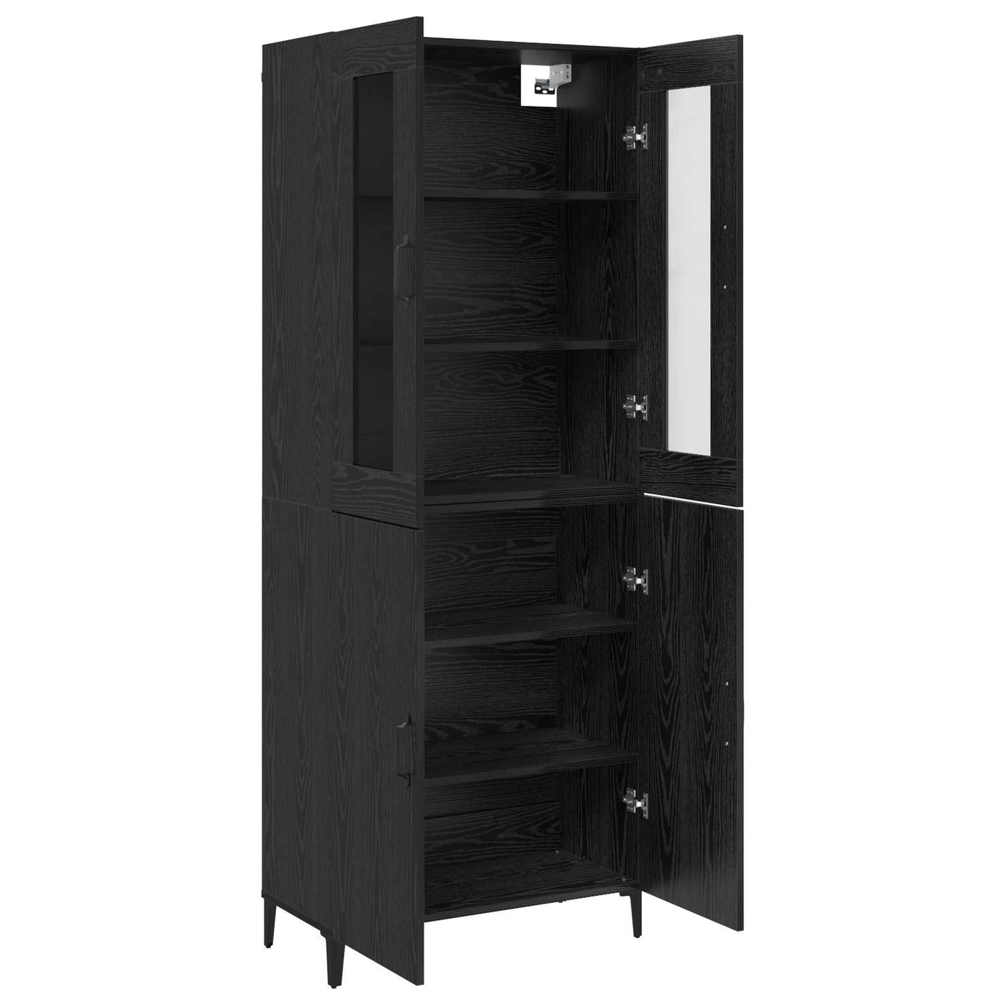 vidaXL Highboard 2 pcs Μαύρη Οξυά Επεξεργασμένο ξύλο