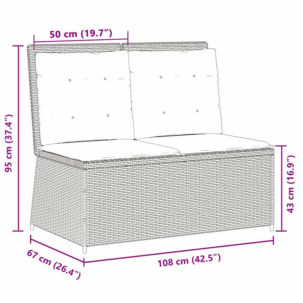 vidaXL Παγκάκι κήπου με μαξιλάρι Μπεζ Πολυ ράταν