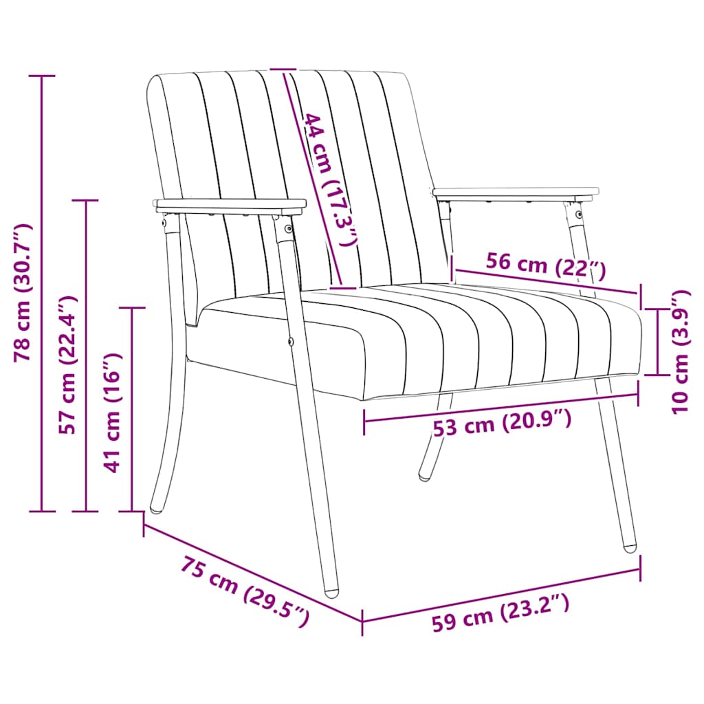 vidaXL Πολυθρόνα Κόκκινο 59 x 75 x 78 εκ Βελούδο