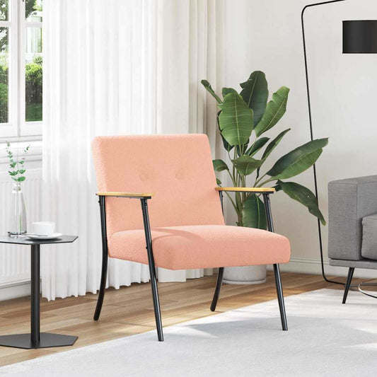 vidaXL Πολυθρόνα Ροζ 59 x 75 x 78 εκ Κάλαθος ύφασμα με σγουρή υφή