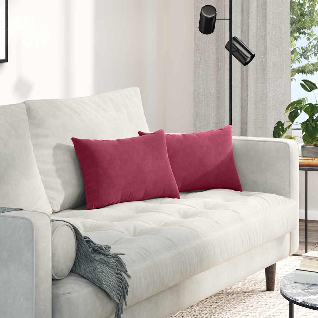 vidaXL Μαξιλάρι Καναπέ 2 pcs Μπορντό 50 x 30 cm Υφασμάτινο Κορντουρά