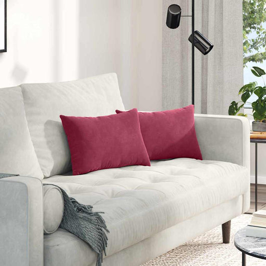 vidaXL Μαξιλάρι Καναπέ 2 pcs Μπορντό 50 x 30 cm Υφασμάτινο Κορντουρά