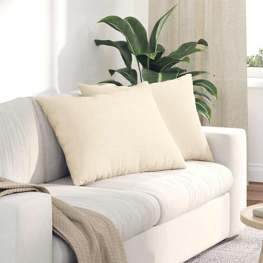 vidaXL Μαξιλάρι Καναπέ 2 pcs Κρεμ 70 x 50 cm Υφασμάτινο Κορντουρά