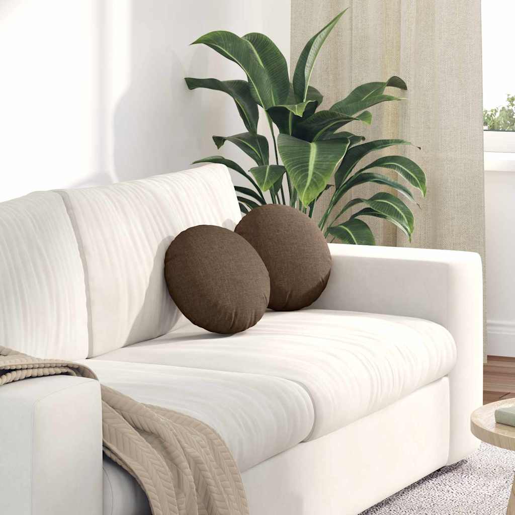 vidaXL Μαξιλάρια καθισμάτων 2 pcs Καφέ Ø30 x 13 εκ ύφασμα