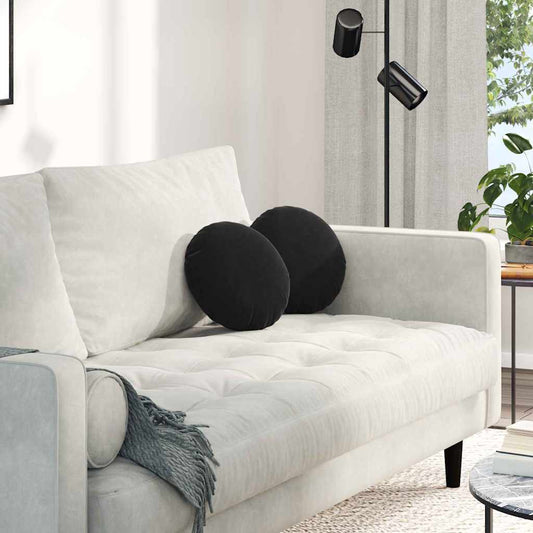 vidaXL Μαξιλάρια καθισμάτων 2 pcs Μαύρο Ø 40 x 13 εκ. Βελούδο