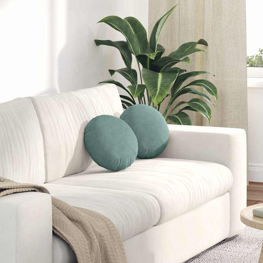 vidaXL Μαξιλάρια καθισμάτων 2 pcs Θαλασσί Ø 40 x 13 εκ. Βελούδο