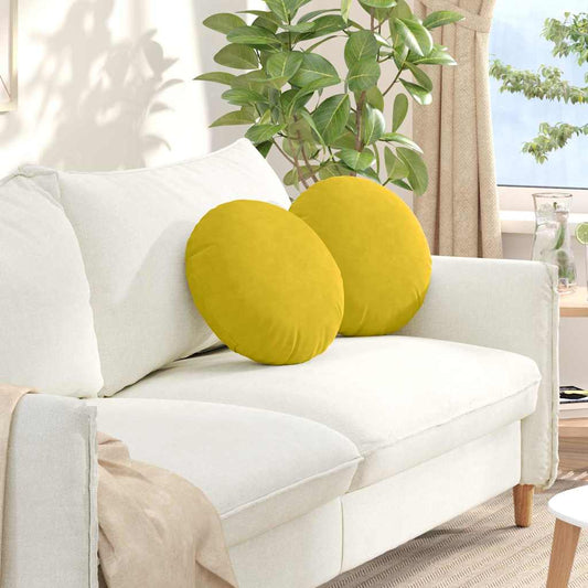 vidaXL Μαξιλάρια καθισμάτων 2 pcs Κίτρινο Ø 40 x 13 εκ. Βελούδο