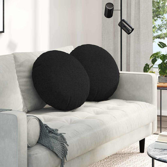 vidaXL Μαξιλάρια καθισμάτων 2 pcs Μαύρο Ø50 x 19 εκ ύφασμα