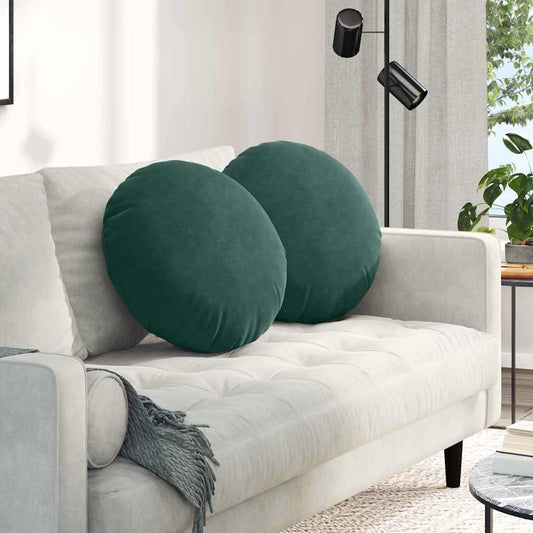 vidaXL Μαξιλάρια καθισμάτων 2 pcs Σκούρο Πράσινο Ø 40 x 13 εκ. Βελούδο