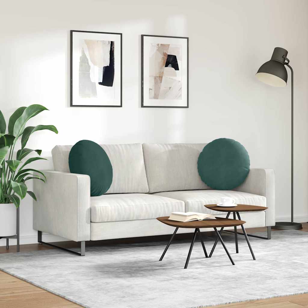 vidaXL Μαξιλάρια καθισμάτων 2 pcs Σκούρο Πράσινο Ø 40 x 13 εκ. Βελούδο