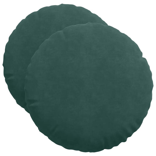 vidaXL Μαξιλάρια καθισμάτων 2 pcs Σκούρο Πράσινο Ø 40 x 13 εκ. Βελούδο