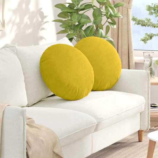 vidaXL Μαξιλάρια καθισμάτων 2 pcs Κίτρινο Ø 40 x 13 εκ. Βελούδο