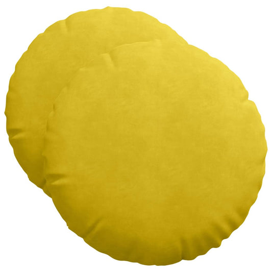 vidaXL Μαξιλάρια καθισμάτων 2 pcs Κίτρινο Ø 40 x 13 εκ. Βελούδο