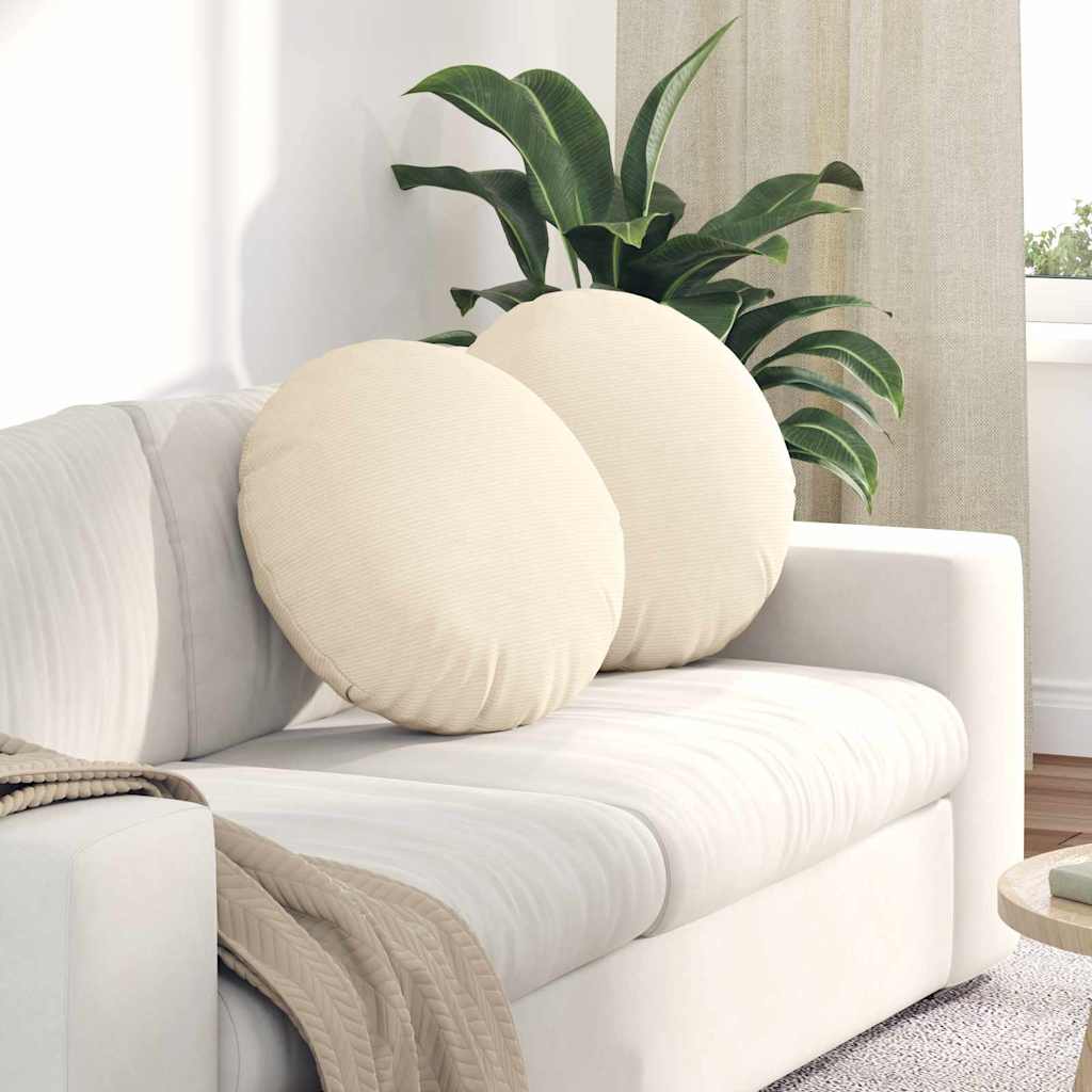 vidaXL Μαξιλάρια καθισμάτων 2 pcs Κρεμ Ø 50 cm Υφασμάτινο Κορντουρά