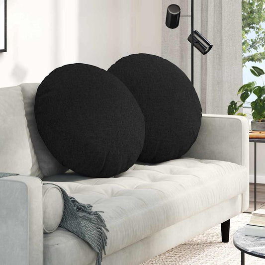 vidaXL Μαξιλάρια καθισμάτων 2 pcs Μαύρο Ø60 x 21 εκ ύφασμα