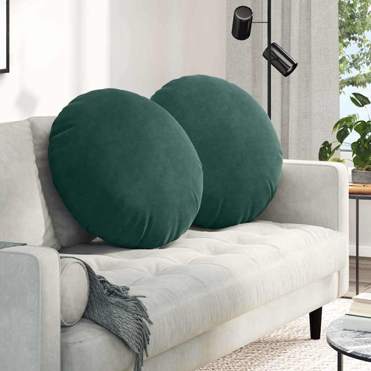 vidaXL Μαξιλάρια καθισμάτων 2 pcs Σκούρο Πράσινο Ø 40 x 13 εκ. Βελούδο