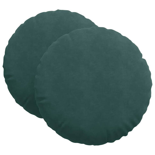 vidaXL Μαξιλάρια καθισμάτων 2 pcs Σκούρο Πράσινο Ø 40 x 13 εκ. Βελούδο